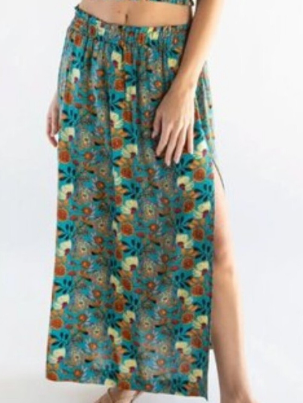 Natural Life Bohemian Floral Maxi Skirt Women's Size XL Cottagecore Flowy